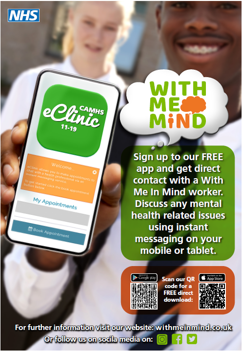 Poster for NHS CAMHS eclinic app.
